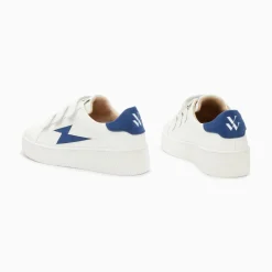 Baskets Eclair Camelia Blanc Et Marine A Scratchs