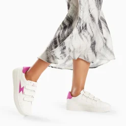 Baskets Eclair Camelia Blanc Et Magenta A Scratchs