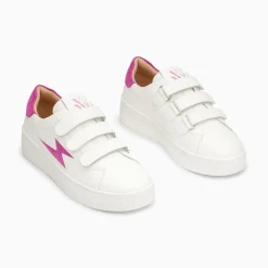 Baskets Eclair Camelia Blanc Et Magenta A Scratchs
