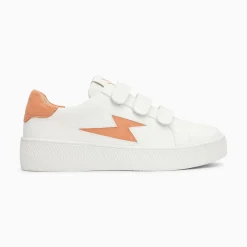 Baskets Eclair Camelia Blanc Et Orange A Scratchs