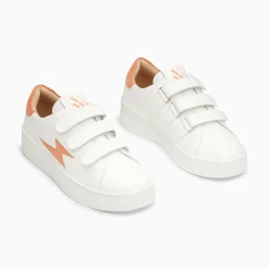 Baskets Eclair Camelia Blanc Et Orange A Scratchs
