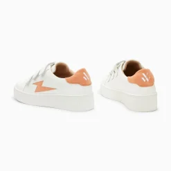 Baskets Eclair Camelia Blanc Et Orange A Scratchs