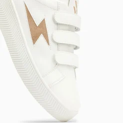 Baskets Eclair Camelia Blanc Et Beige A Scratchs