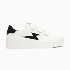 Baskets Eclair Camelia Blanc Et Noir A Scratchs