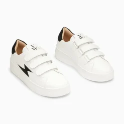Baskets Eclair Camelia Blanc Et Noir A Scratchs
