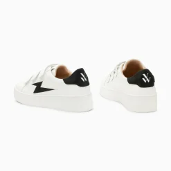 Baskets Eclair Camelia Blanc Et Noir A Scratchs
