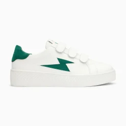 Baskets Eclair Camelia Blanc Et Vert Sapin A Scratchs