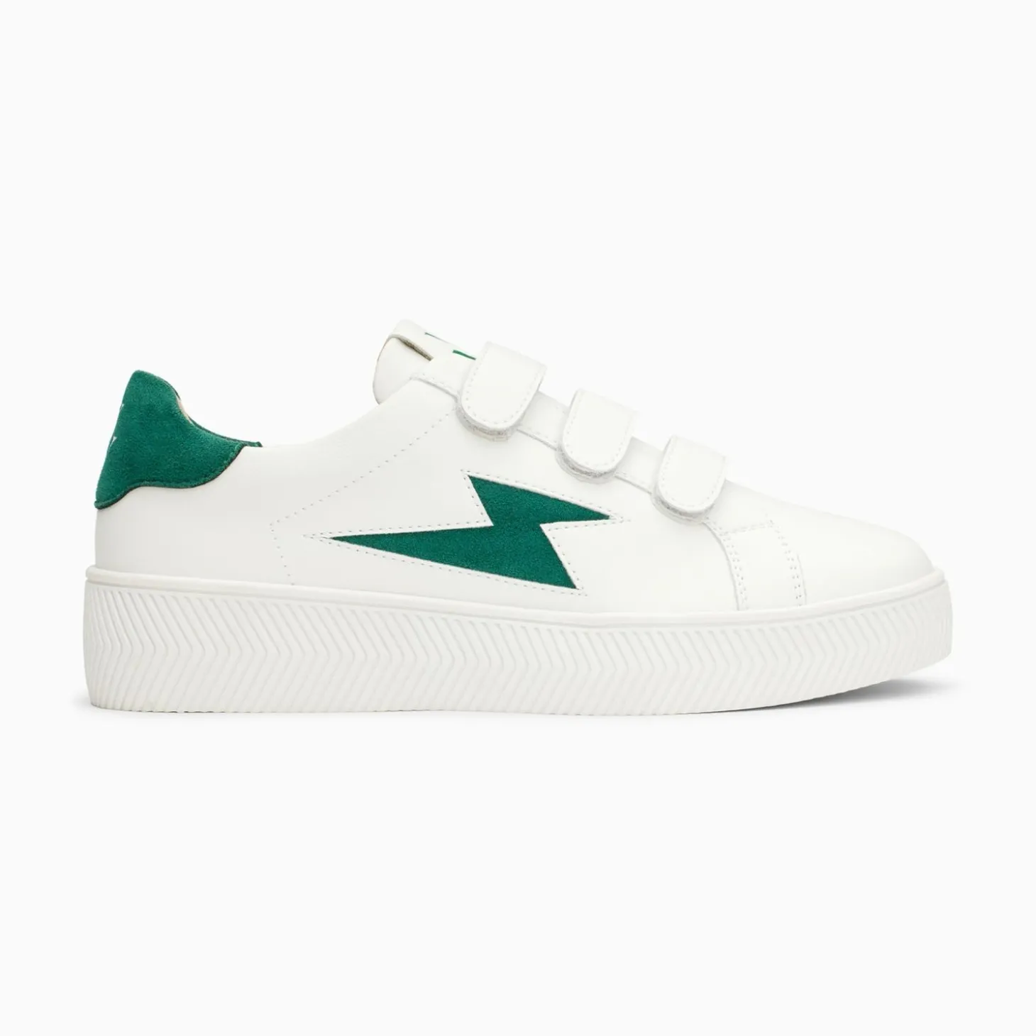 Baskets Eclair Camelia Blanc Et Vert Sapin A Scratchs