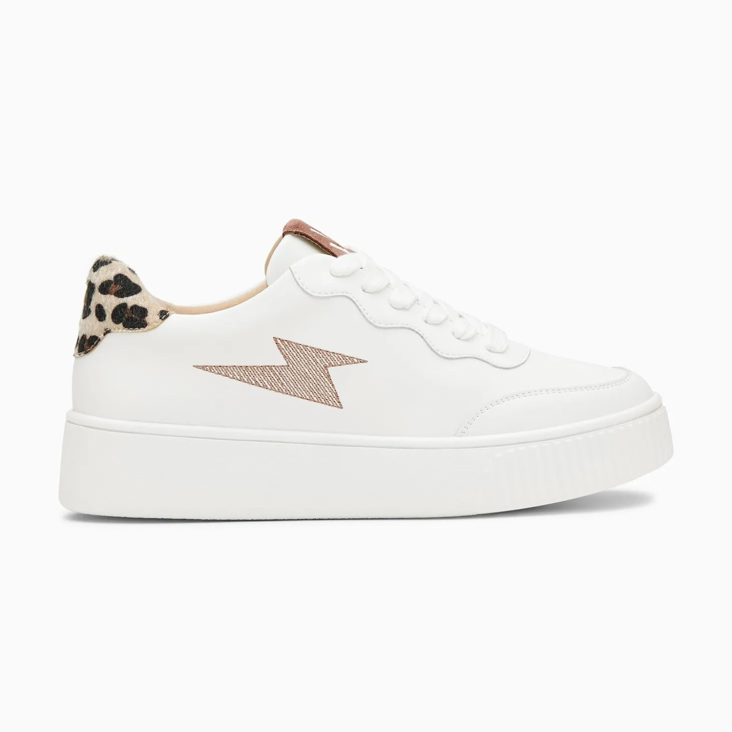 Baskets Eclair Carolane Blanc Et Leopard A Lacets