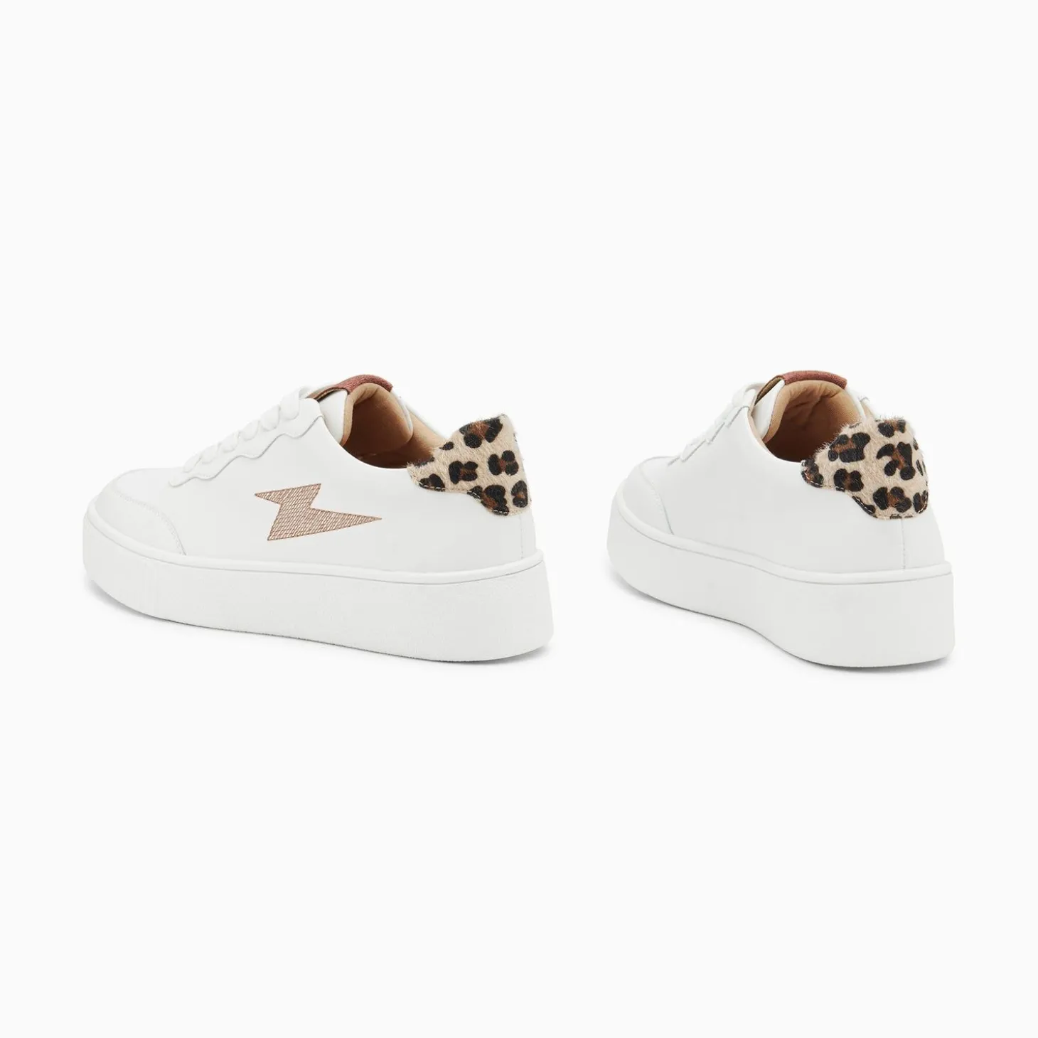 Baskets Eclair Carolane Blanc Et Leopard A Lacets