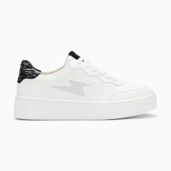 Baskets Eclair Carolane Blanc Et Noir Imprime Zebre A Lacets