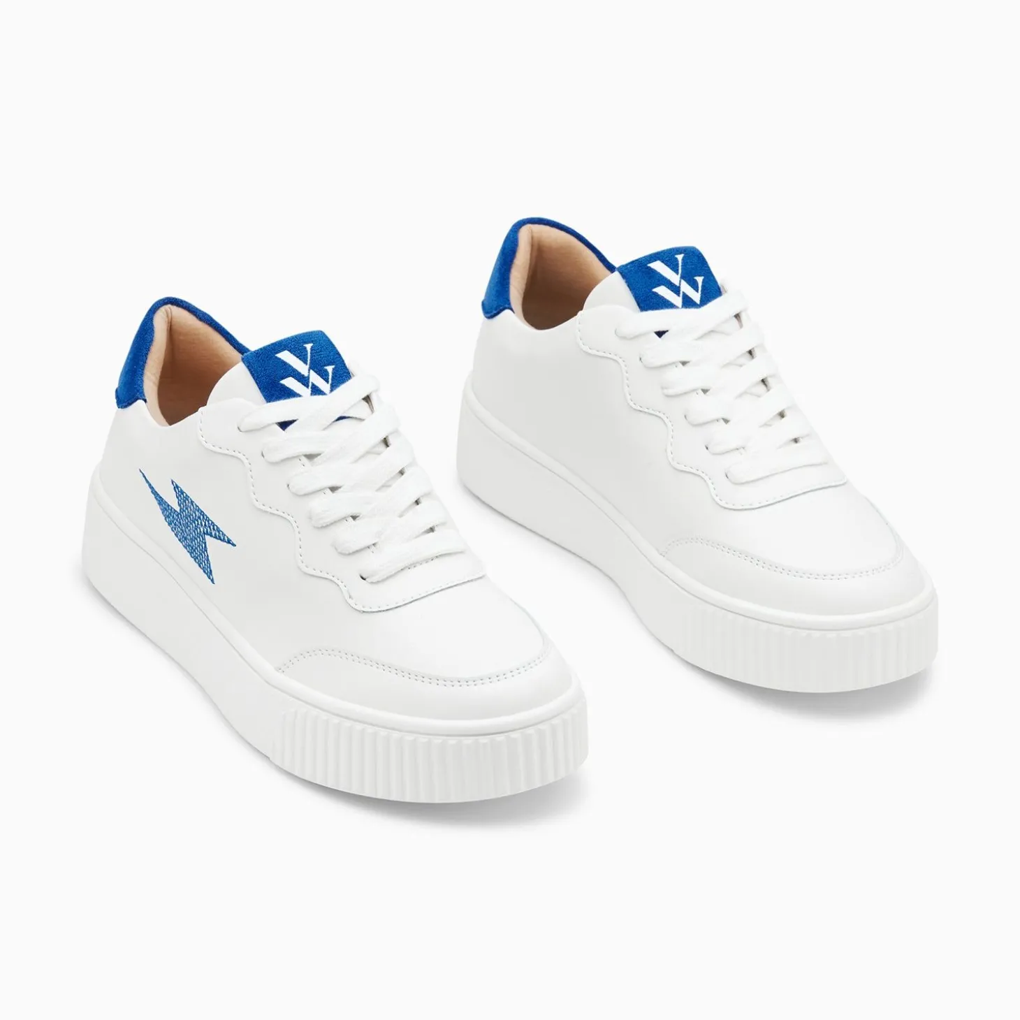Baskets Eclair Carolane Blanc Et Bleu A Lacets