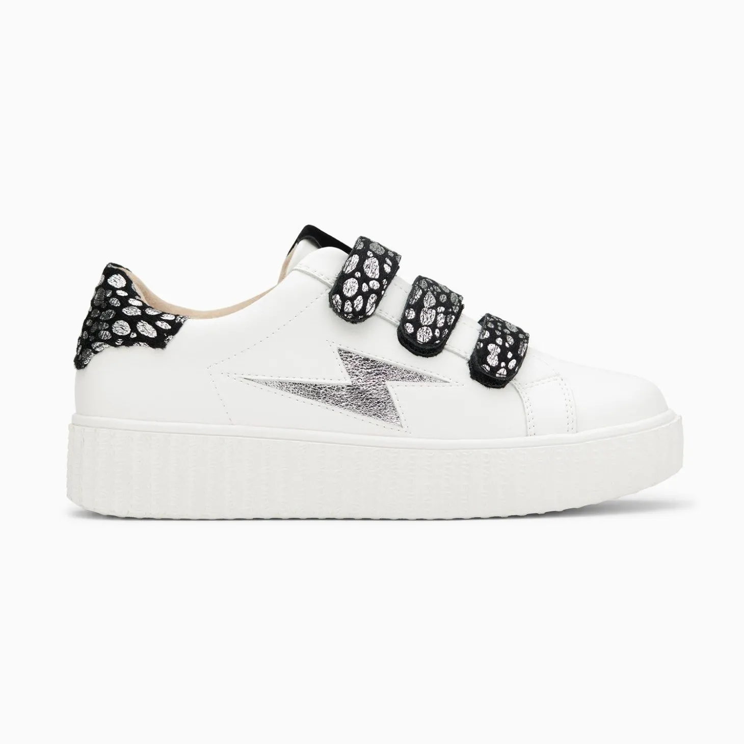 Baskets Eclair Daisy Blanc Et Argent A Scratchs Leopard