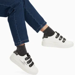 Baskets Eclair Daisy Blanc Et Argent A Scratchs Leopard