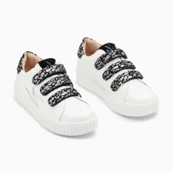 Baskets Eclair Daisy Blanc Et Argent A Scratchs Leopard