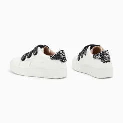 Baskets Eclair Daisy Blanc Et Argent A Scratchs Leopard