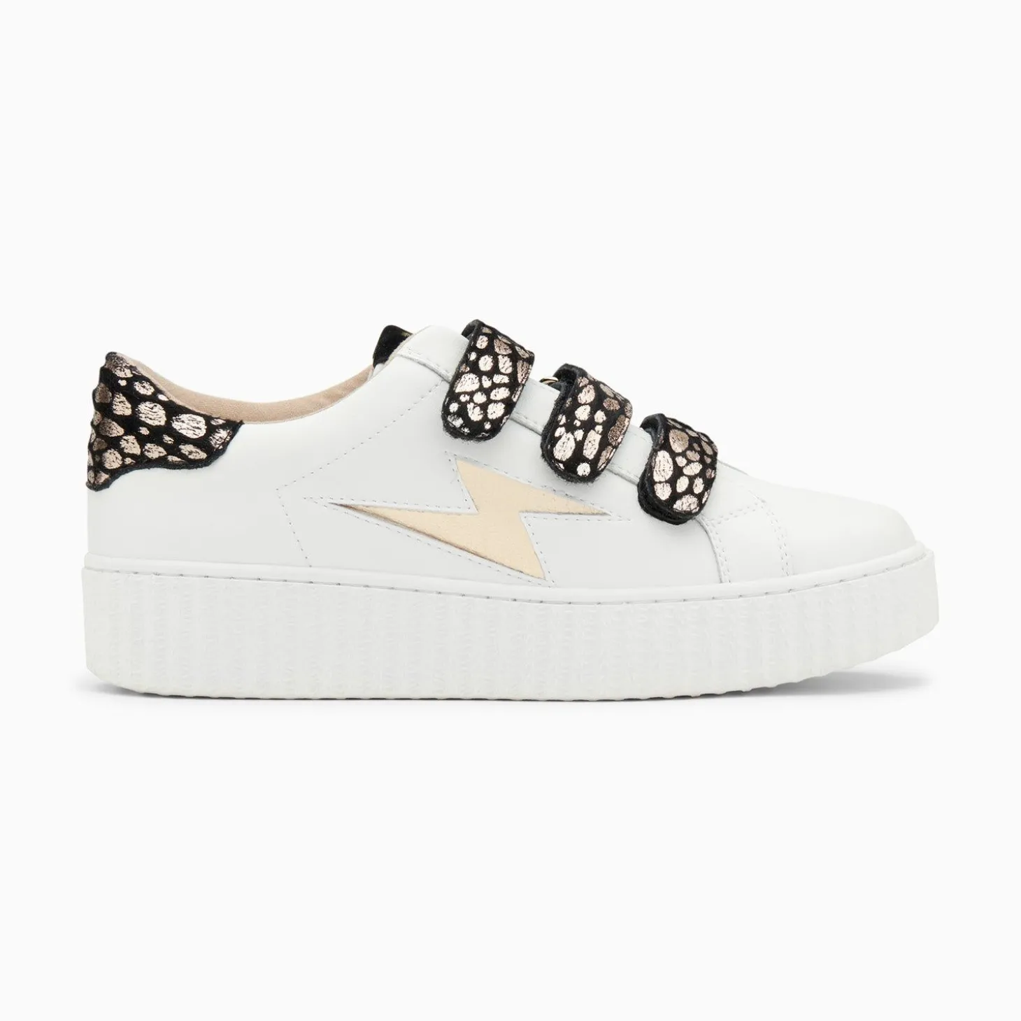 Baskets Eclair Daisy Blanc Et Or A Scratchs Leopard