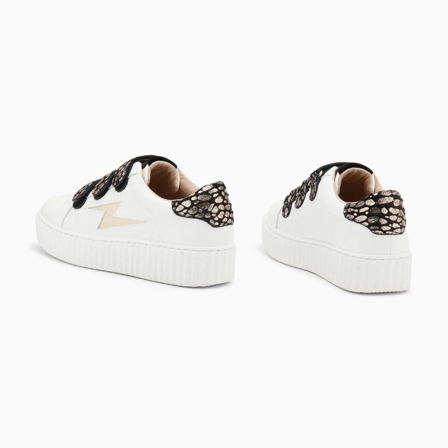 Baskets Eclair Daisy Blanc Et Or A Scratchs Leopard