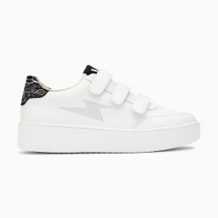 Baskets Eclair Damia Blanc Et Noir Imprime Zebre A Scratchs