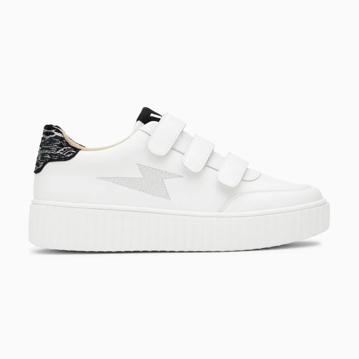 Baskets Eclair Damia Blanc Et Noir Imprime Zebre A Scratchs