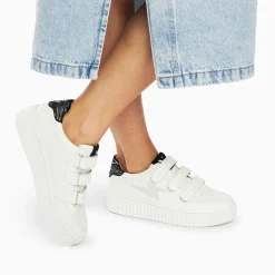 Baskets Eclair Damia Blanc Et Noir Imprime Zebre A Scratchs