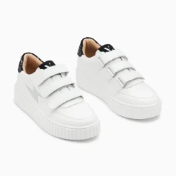 Baskets Eclair Damia Blanc Et Noir Imprime Zebre A Scratchs