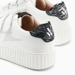 Baskets Eclair Damia Blanc Et Noir Imprime Zebre A Scratchs