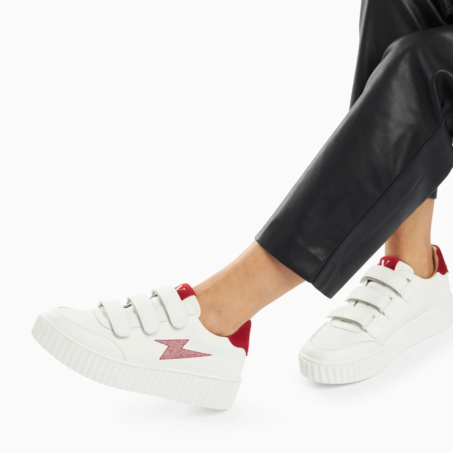Baskets Eclair Damia Blanc Et Rouge A Scratchs