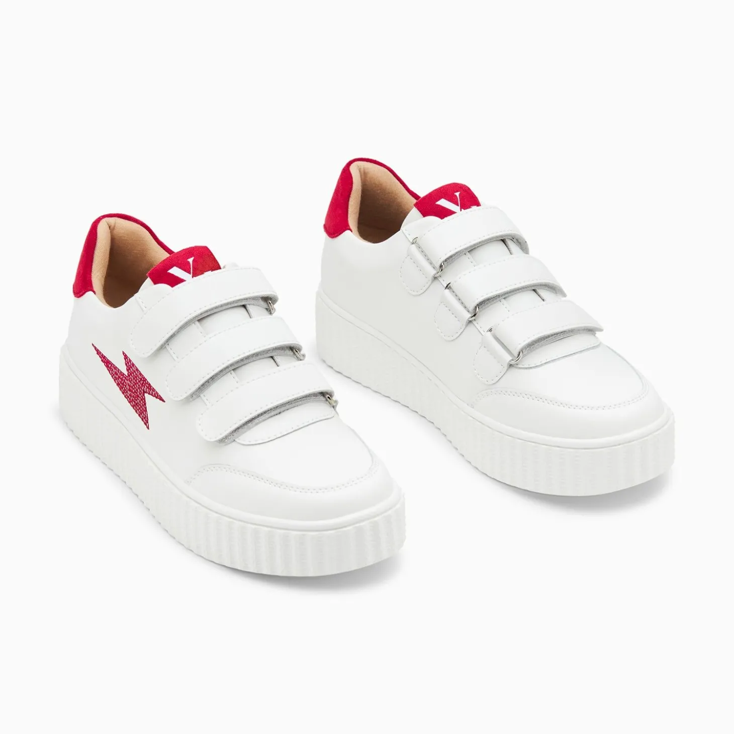 Baskets Eclair Damia Blanc Et Rouge A Scratchs