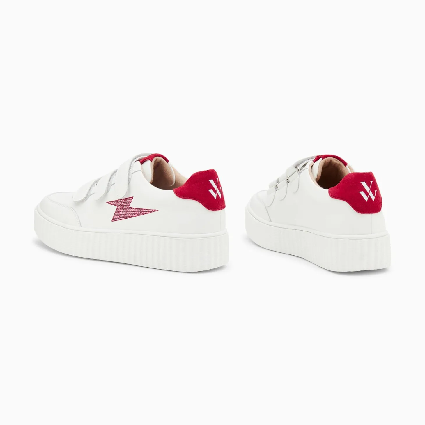 Baskets Eclair Damia Blanc Et Rouge A Scratchs