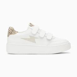 Baskets Eclair Damia Blanc Et Leopard A Scratchs