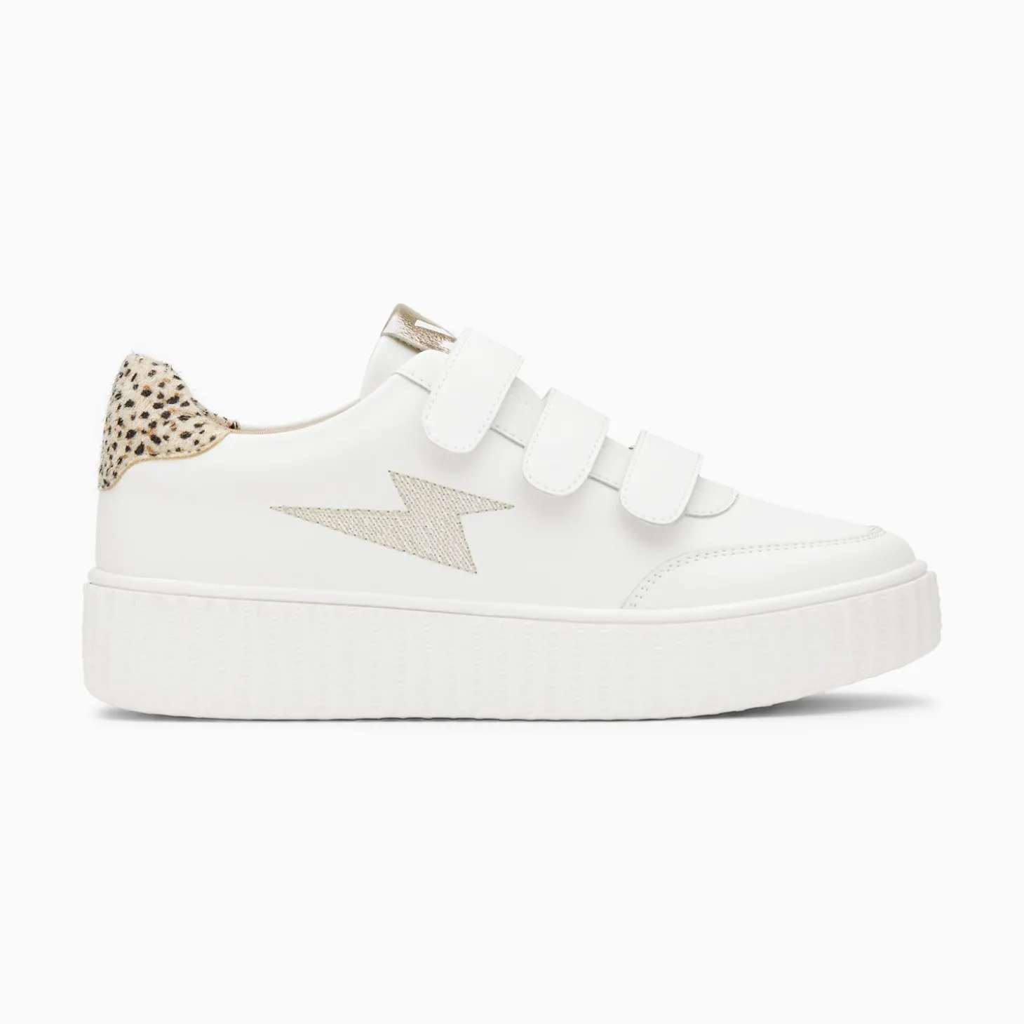 Baskets Eclair Damia Blanc Et Leopard A Scratchs