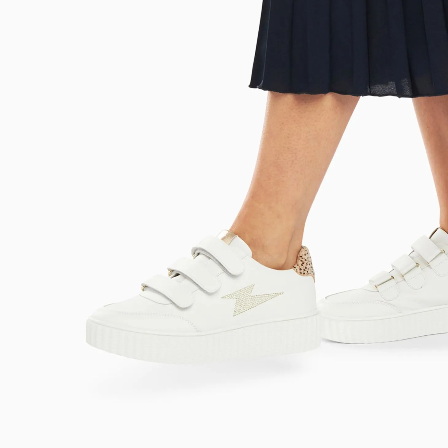 Baskets Eclair Damia Blanc Et Leopard A Scratchs