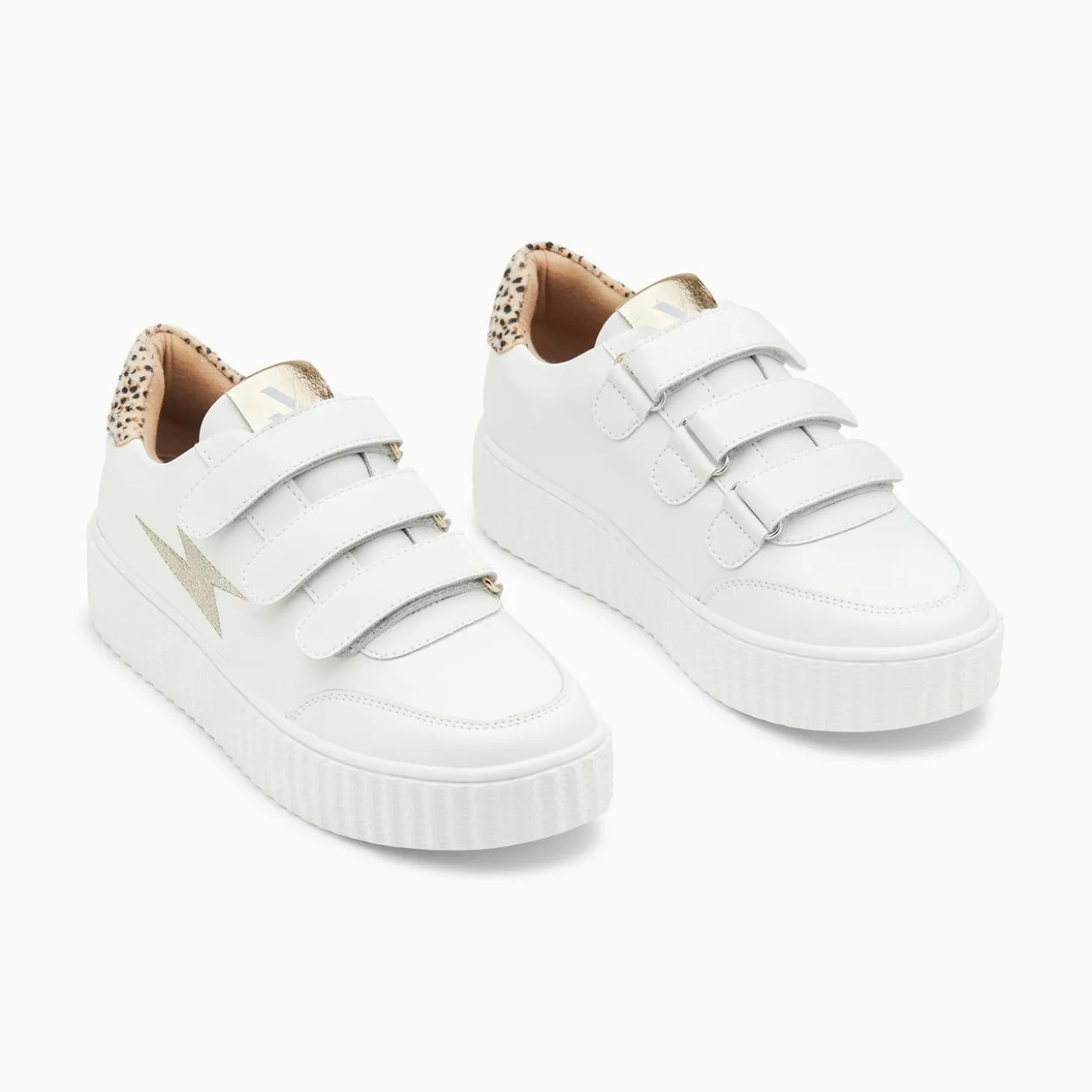 Baskets Eclair Damia Blanc Et Leopard A Scratchs