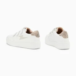 Baskets Eclair Damia Blanc Et Leopard A Scratchs