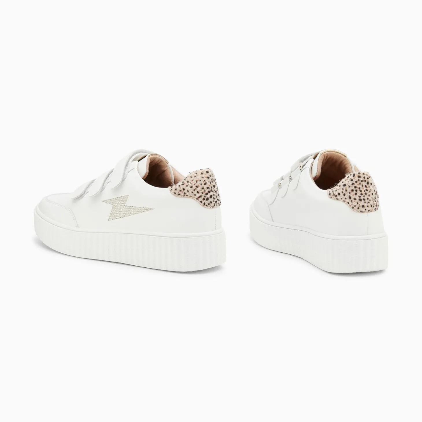 Baskets Eclair Damia Blanc Et Leopard A Scratchs