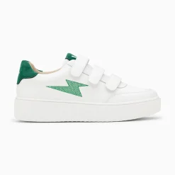 Baskets Eclair Damia Blanc Et Vert A Scratchs