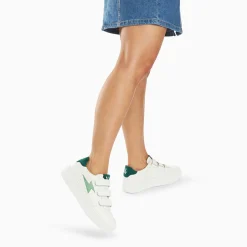 Baskets Eclair Damia Blanc Et Vert A Scratchs
