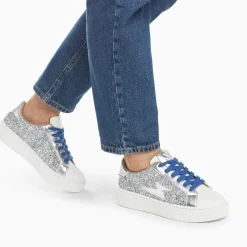 Baskets Eclair Elise Argent Paillete A Lacets