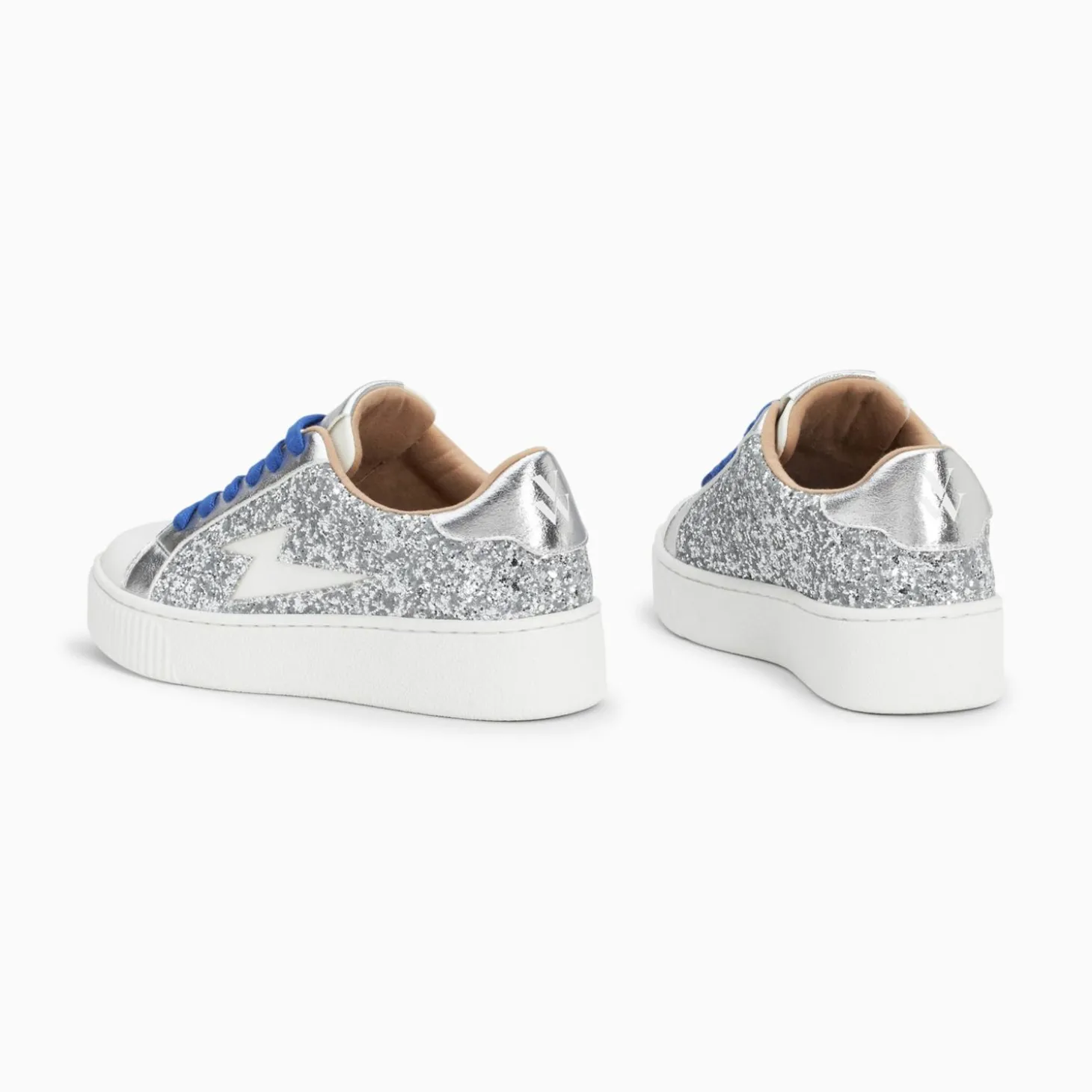 Baskets Eclair Elise Argent Paillete A Lacets