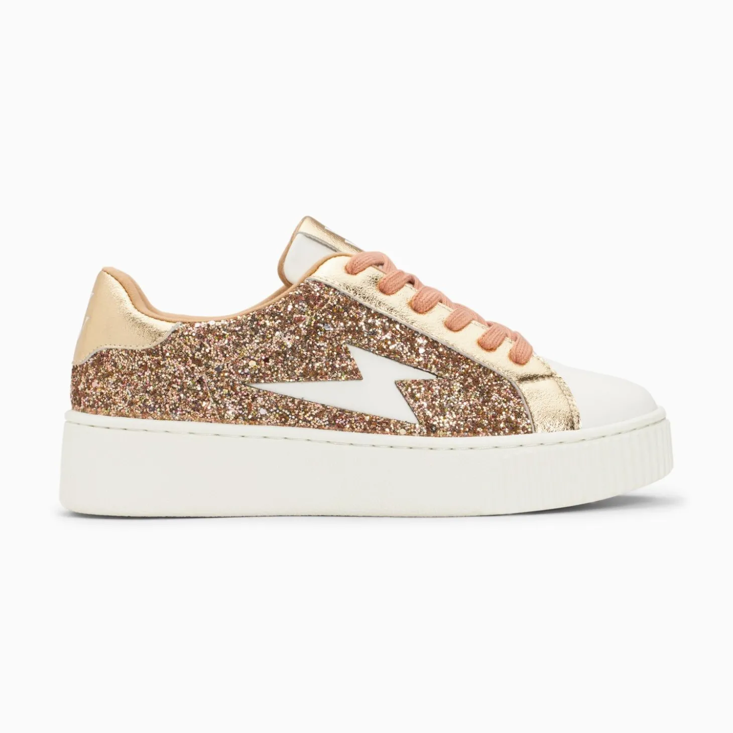 Baskets Eclair Elise Rose Gold Paillete A Lacets