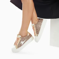 Baskets Eclair Elise Rose Gold Paillete A Lacets
