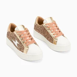 Baskets Eclair Elise Rose Gold Paillete A Lacets