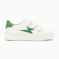 Baskets Eclair Elsa Blanc Et Vert Menthe Croco A Scratchs
