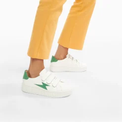 Baskets Eclair Elsa Blanc Et Vert Menthe Croco A Scratchs