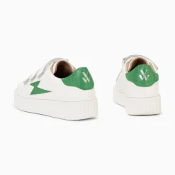Baskets Eclair Elsa Blanc Et Vert Menthe Croco A Scratchs