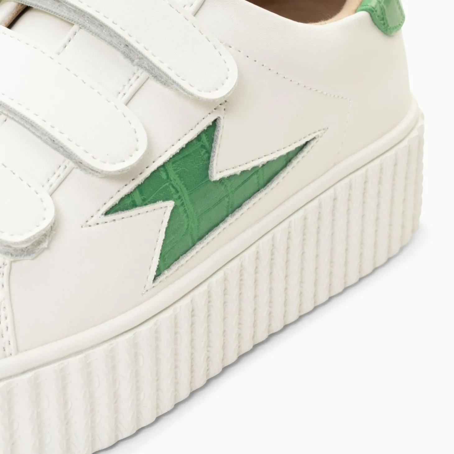 Baskets Eclair Elsa Blanc Et Vert Menthe Croco A Scratchs