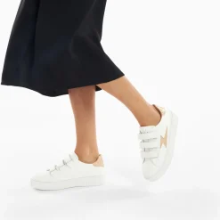 Baskets Eclair Elsa Blanc Et Beige Croco A Scratchs