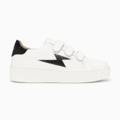 Baskets Eclair Elsa Blanc Et Noir Croco A Scratchs