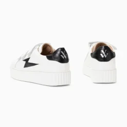 Baskets Eclair Elsa Blanc Et Noir Croco A Scratchs